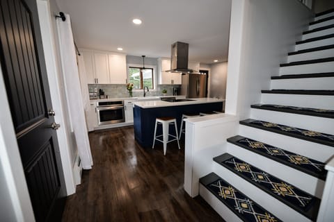 Beautiful, fully stocked kitchen.
 