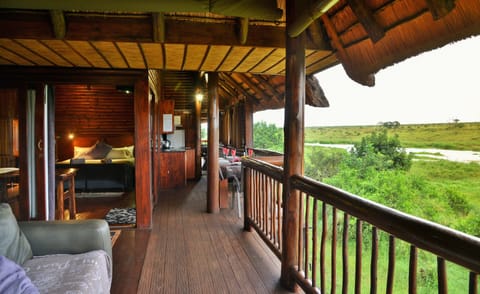 Luxury Cabin, 1 Bedroom, Balcony, River View (Bateleur Eagle) | Private kitchenette | Full-size fridge, microwave, stovetop, toaster