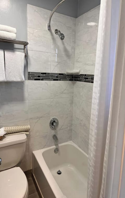 Standard Room, 2 Queen Beds, Non Smoking | Bathroom | Shower, free toiletries, hair dryer, towels