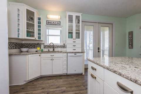 Kitchen with access to the outside deck