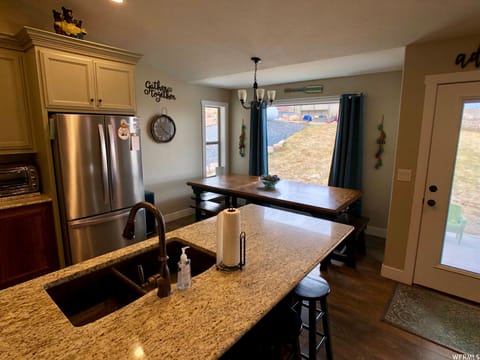 Large dining table with benches