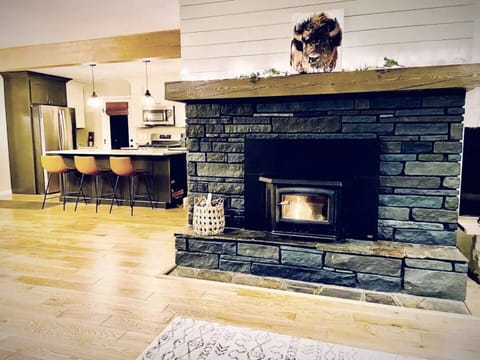 Wood burning fireplace