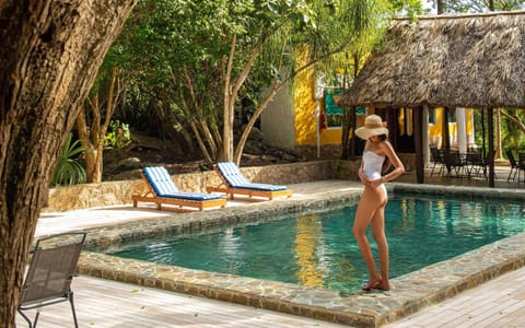 Outdoor pool, sun loungers