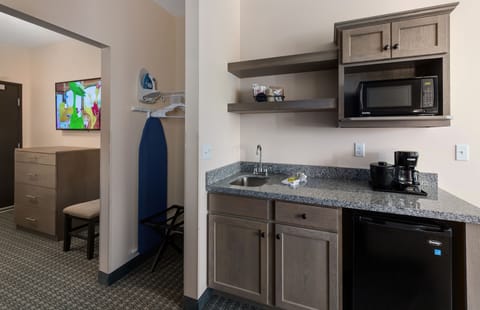 Microwave, coffee/tea maker, highchair