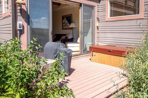 The deck has your very own private hot tub.