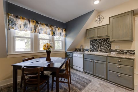 Three dormer windows let in an abundance of natural light.