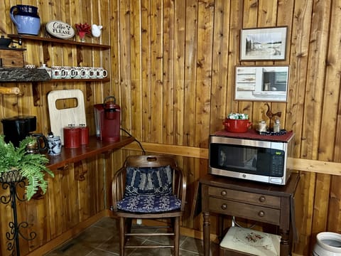 Microwave for quick meals or coffee warm up.