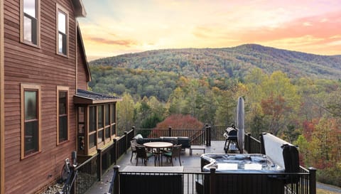 Amazing mountain views at sunset from deck with hot tub