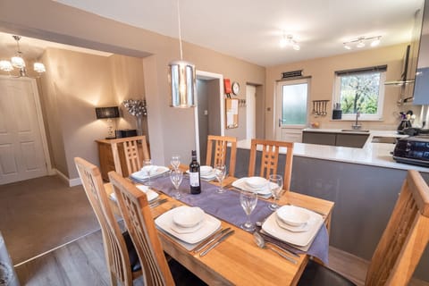 A large dining table is perfect for dinners and games nights