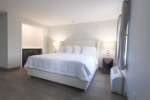 1 King Bed | Desk, laptop workspace, blackout drapes, iron/ironing board (on request)