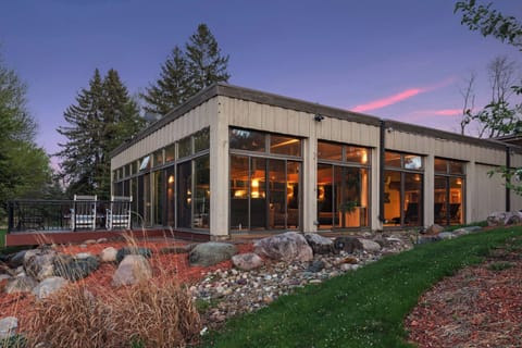 Exterior view of indoor pool area.