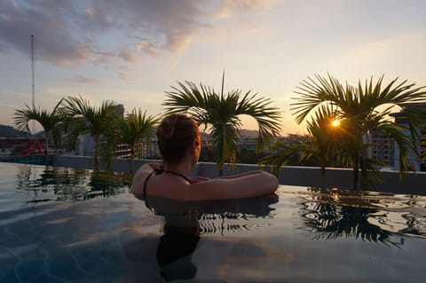 Outdoor pool, sun loungers
