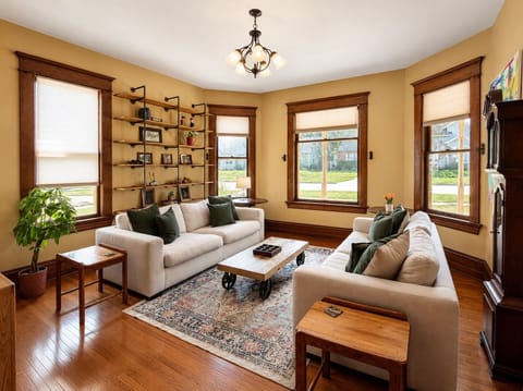 Living room with large sofas and smart TV