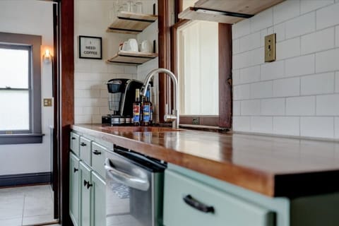 Coffee bar with k cups, cream, coffee syrups