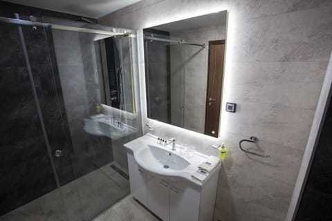 Basic Double Room | Bathroom | Shower, rainfall showerhead, hair dryer, bathrobes