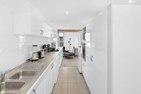 Fully stocked kitchen.