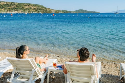Private beach, sun loungers, beach umbrellas