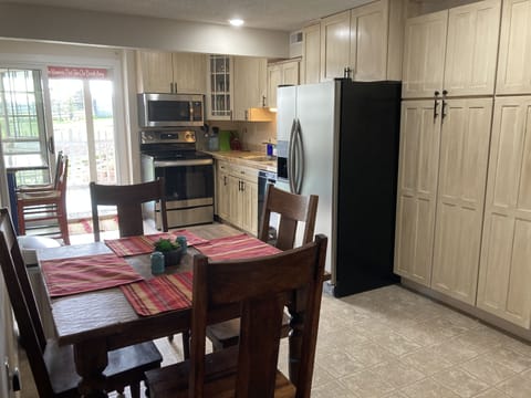 Large pantries for food, pots/pans, dishes, silverware, spices, small appliances