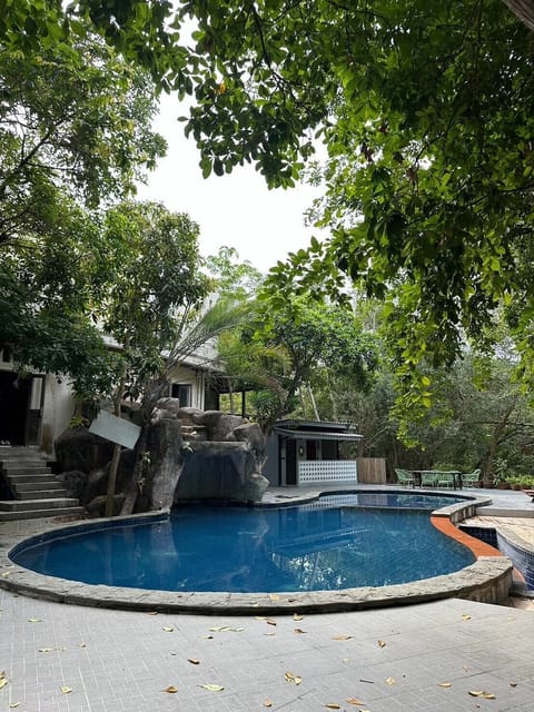 Outdoor pool, pool umbrellas