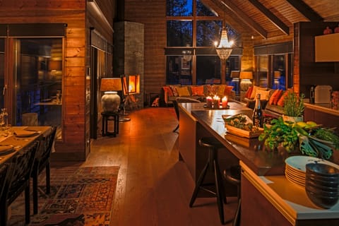 Villa, Sauna | Living area | 42-inch flat-screen TV with digital channels, TV, fireplace