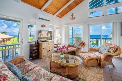 Upstairs Spacious Living Room. Stunning Ocean Views.