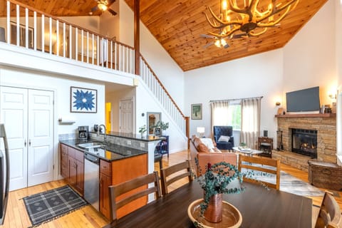 Spacious living room with gas fireplace