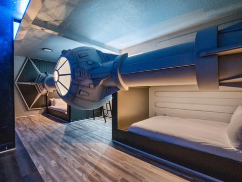 - Step into a Star Wars themed bedroom with custom spaceship bunk beds  
- Unique design crafted for unforgettable family stays  
- Perfect Orlando vacation rental near Disney parks