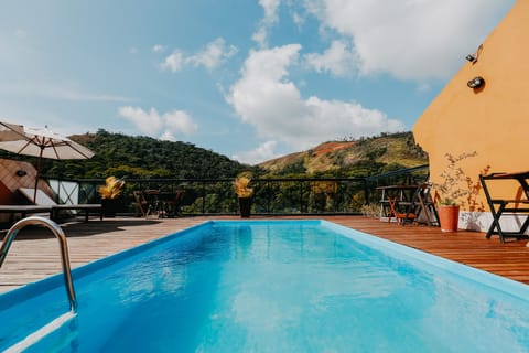Outdoor pool, sun loungers