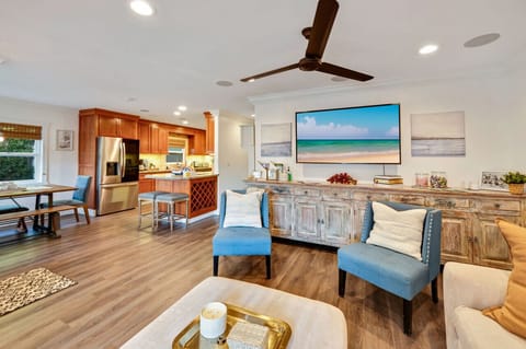 With Large Smart TV with basic cable and Apple TV