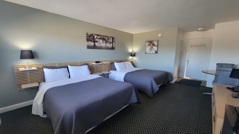 Double Room, 2 Queen Beds | Iron/ironing board (on request), cribs (free), WiFi (free), bed sheets