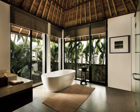 Two Bedroom Pool Villa | Bathroom | Hair dryer, bathrobes, towels