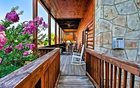 Enjoying the simple pleasures of life in our  porch filled with rocking chairs and colorful flowers