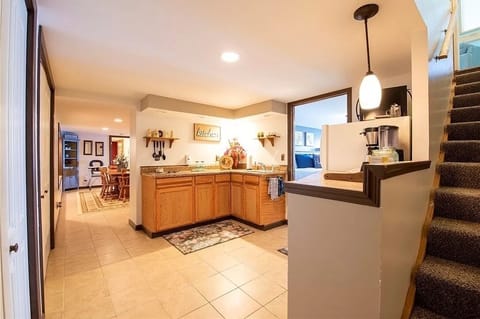 Kitchenette on lower level.  Full fridge, sink & cook top.