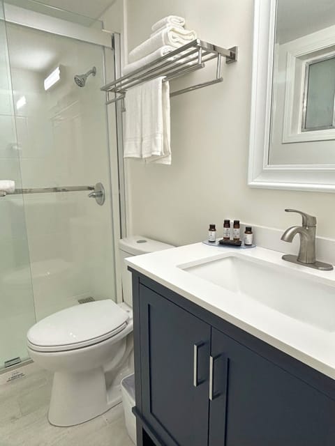 Deluxe Room, 2 Queen Beds, Non Smoking | Bathroom | Combined shower/tub, free toiletries, hair dryer, towels