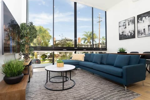Living room (lots of natural light, TV, dining area)