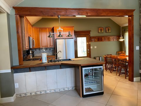 Kitchen and dining area from great room