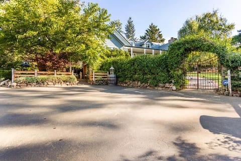 Here's where you'll park. In front of wine barrel and next to patio.
