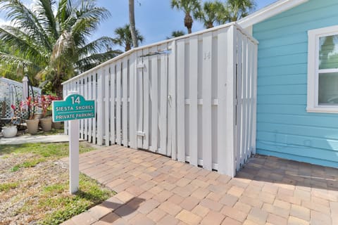 Dedicated parking spot and entry