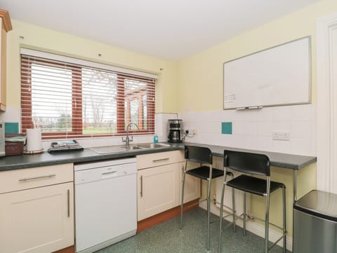 Fridge, dishwasher, electric kettle, toaster