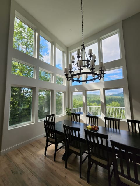 Dining room with mountain view