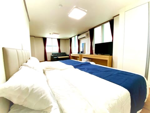Desk, blackout drapes, soundproofing, free WiFi