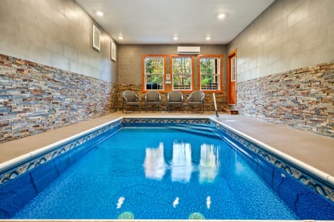 Enjoy the heated indoor pool. Always kept at 82 degrees. 