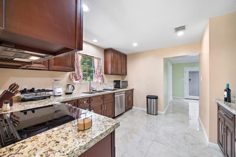 Coffee bar includes regular coffee, decaf, tea, sugar, cream, and sweetener.