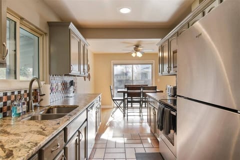 The open concept layout allows for an unobstructed view of the dining and living room.