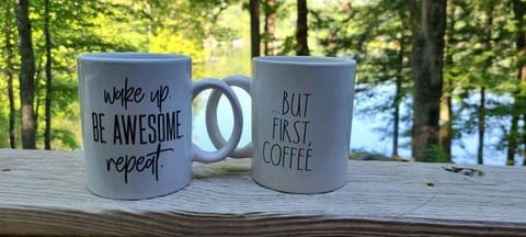 Wake up. Be Awesome. Repeat. Start your day off right, relaxing on the deck!