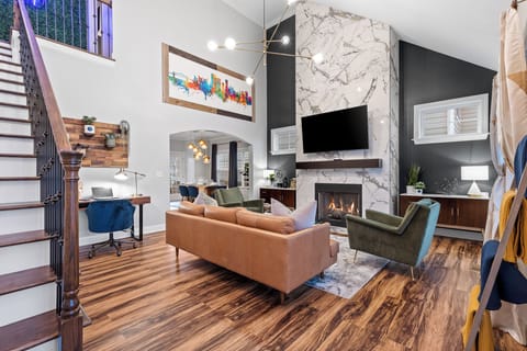 Two story living room that gives you an open air feel 