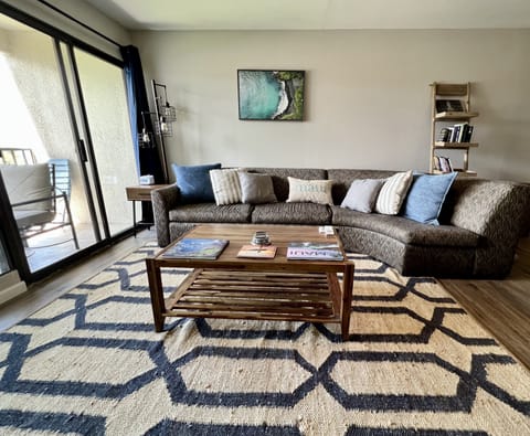 The lovely sectional doubles as a queen-sized sleeper sofa.