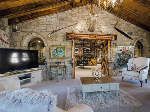 Impressive living room with 58 inch TV | Tennox Parlour - Tennox Farm, Kilbirnie