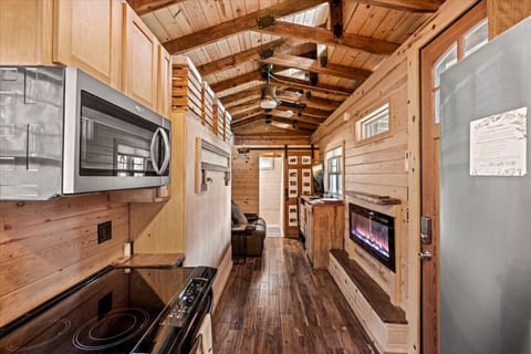 View from kitchen of cabin interior
