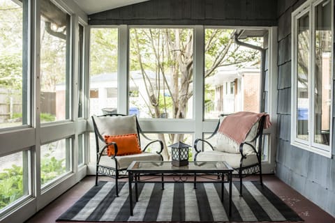 Screened porch seating